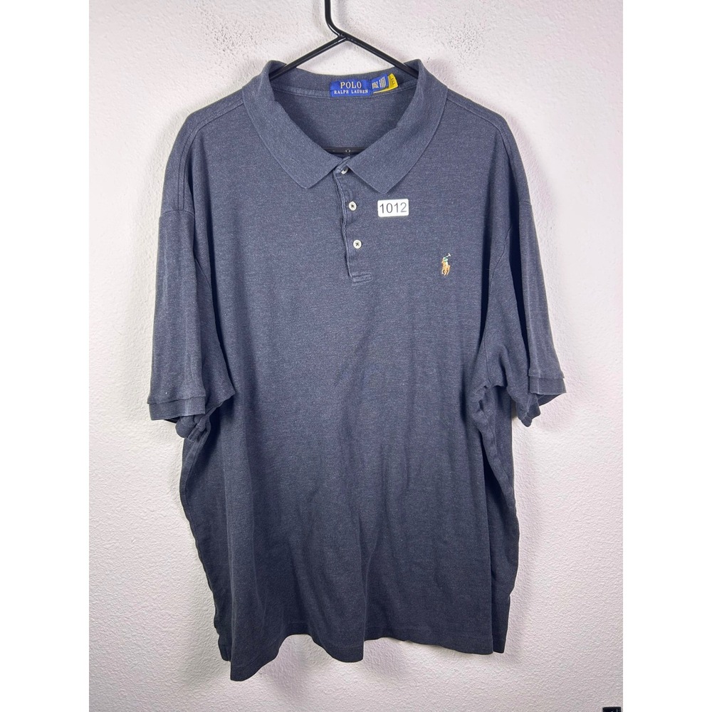 Polo Ralph Lauren Mens 3XLT Charcoal Gray Heather Short Sleeve Pony Polo Shirt